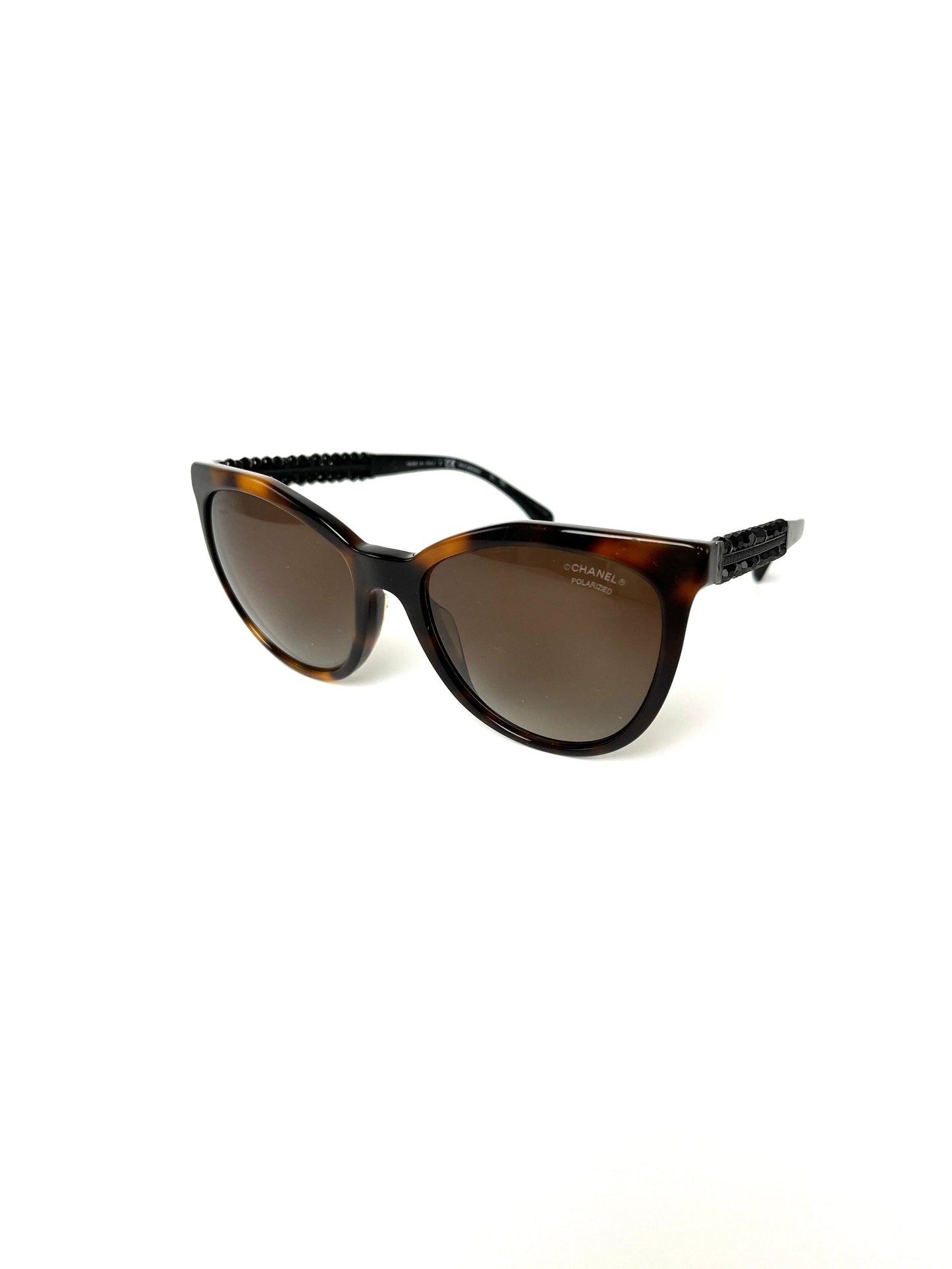 Chanel 5376-B-A Butterfly Bijoux Brown Black Beaded Sunglasses