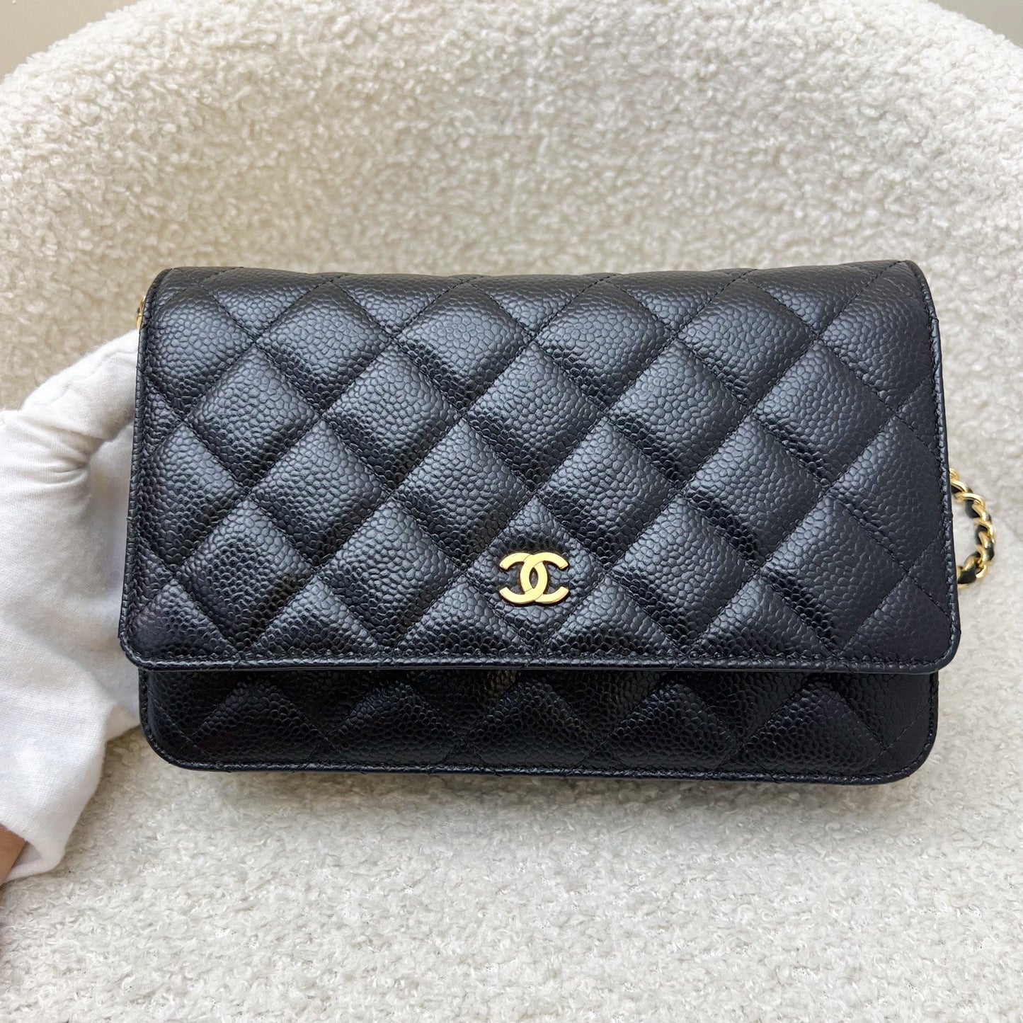 Classic Wallet on Chain WOC in Black Caviar and GHW Bag Refined