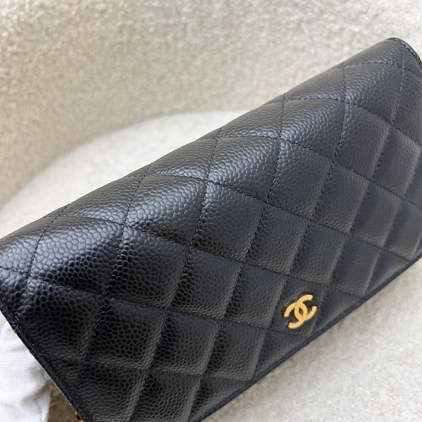 Classic Wallet on Chain WOC in Black Caviar and GHW Bag Refined