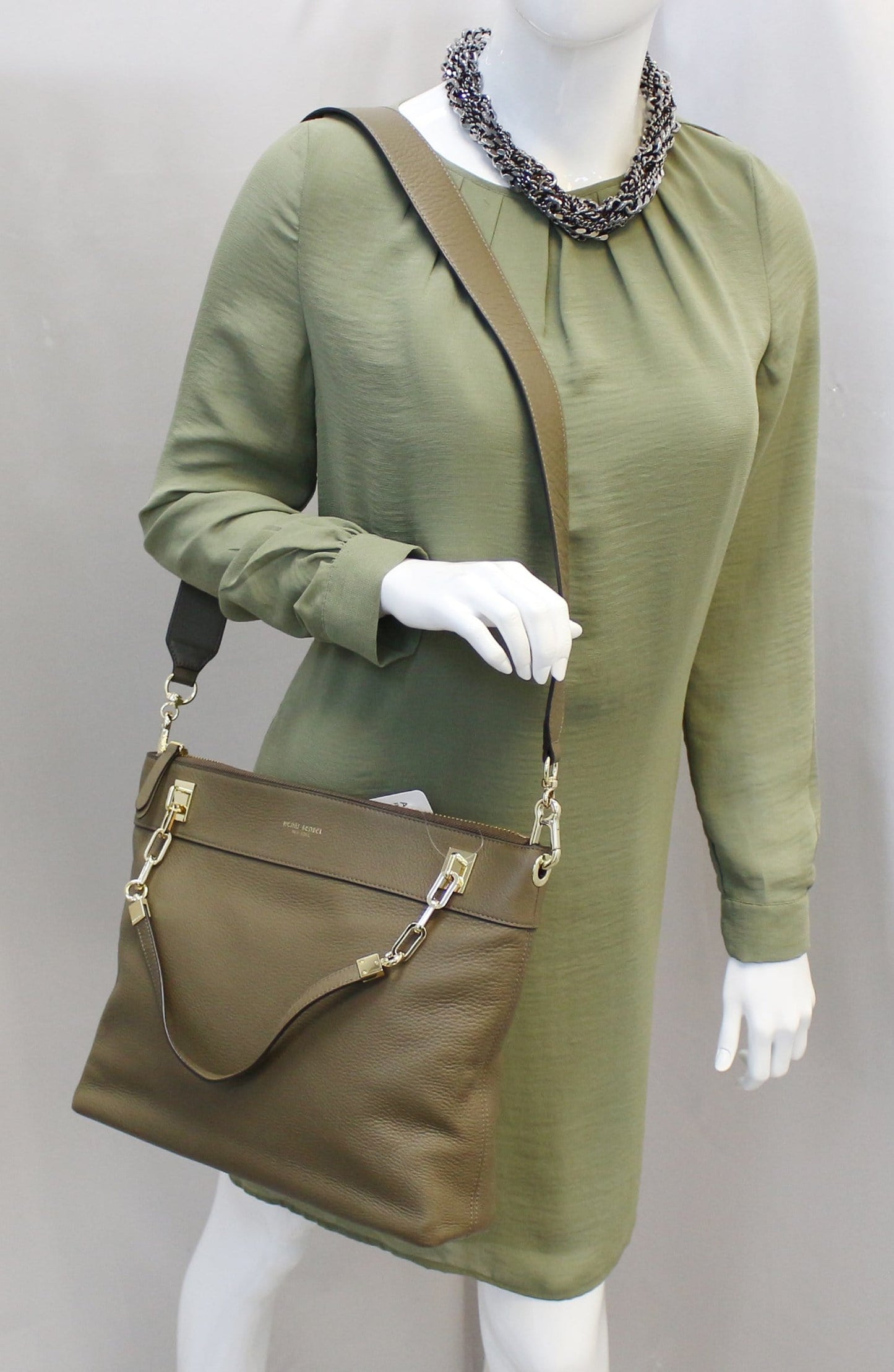 Henri Bendel Khaki Way Khaki Shoulder Handbag Leather Shoulder Bag