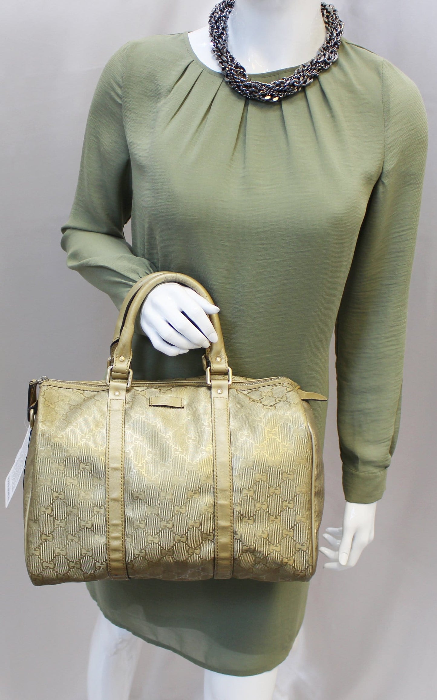 Gucci Crystal Joy Boston Bag Monogram Gold Travel Bag