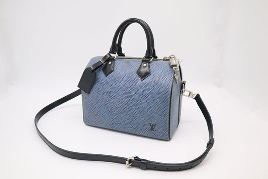 Louis Vuitton Speedy 25B Denim Blue Leather Epi Handbag