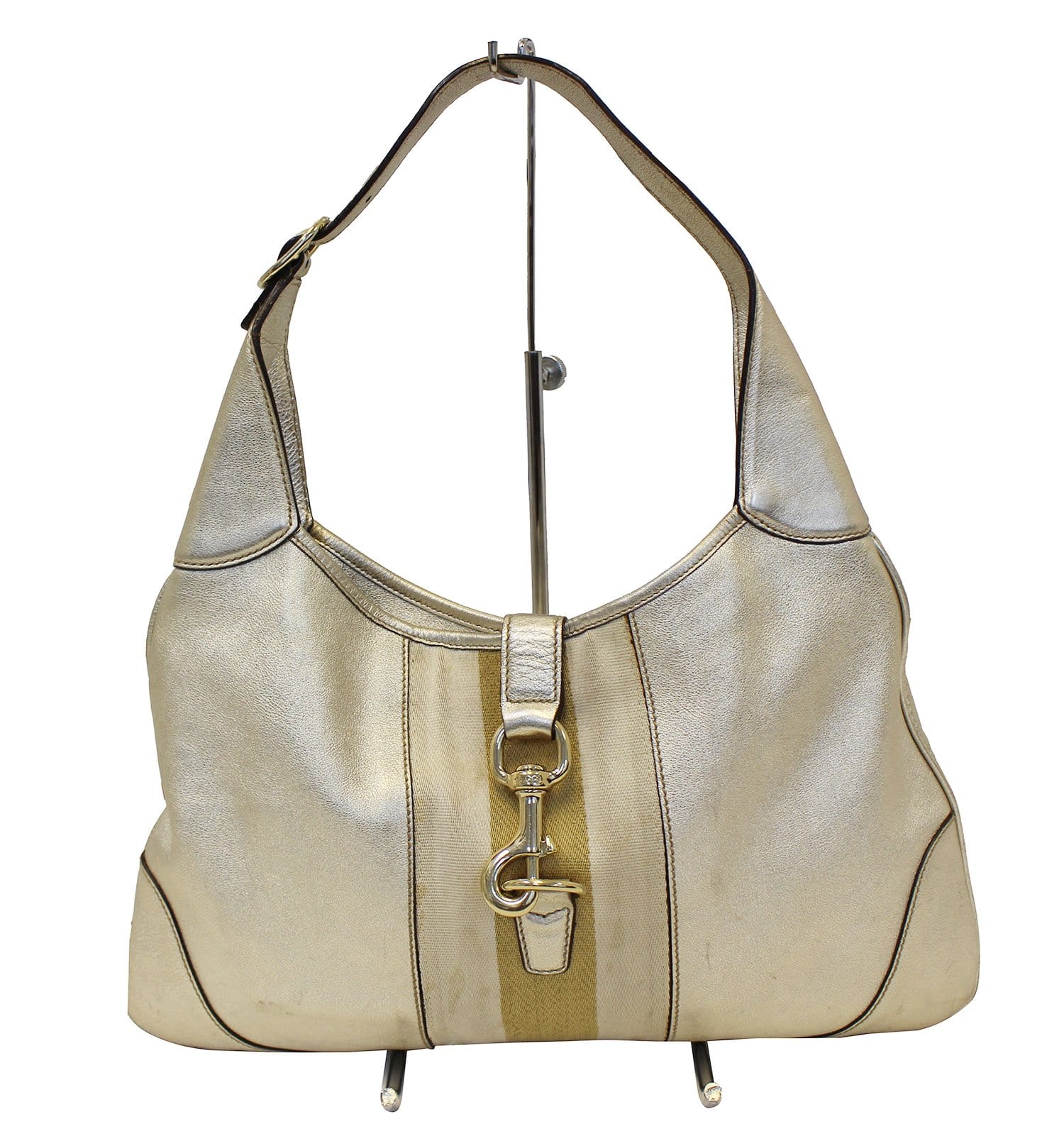 Gucci Web Jackie Bouvier Hobo Bag Last Call Leather Medium Travel Bag