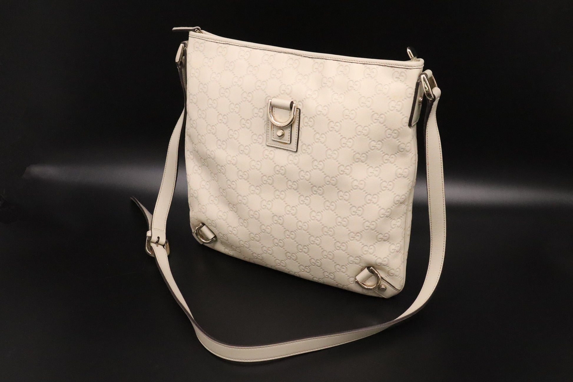 Gucci Guccissima Leather White Crossbody Bag