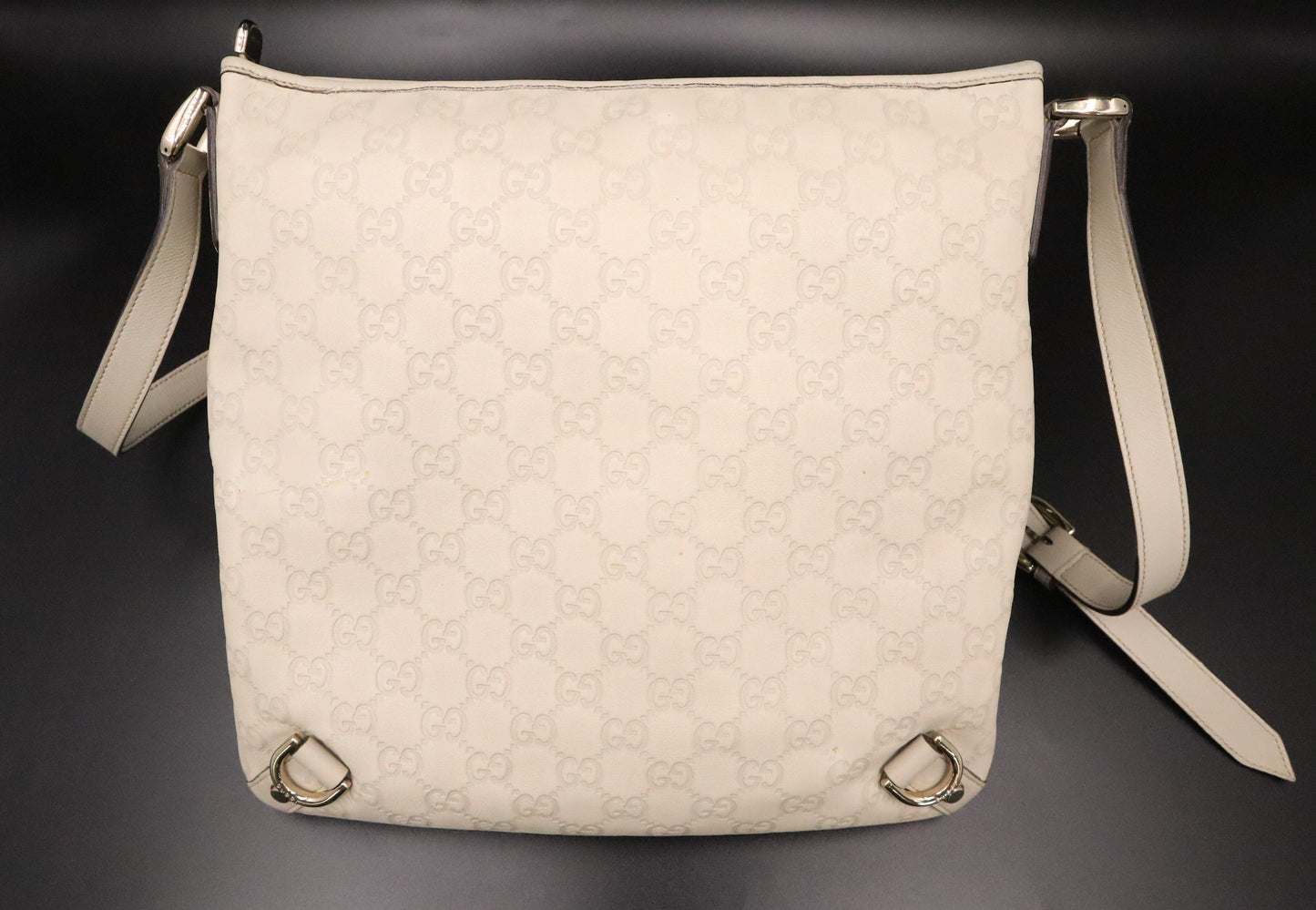 Gucci Guccissima Leather White Crossbody Bag