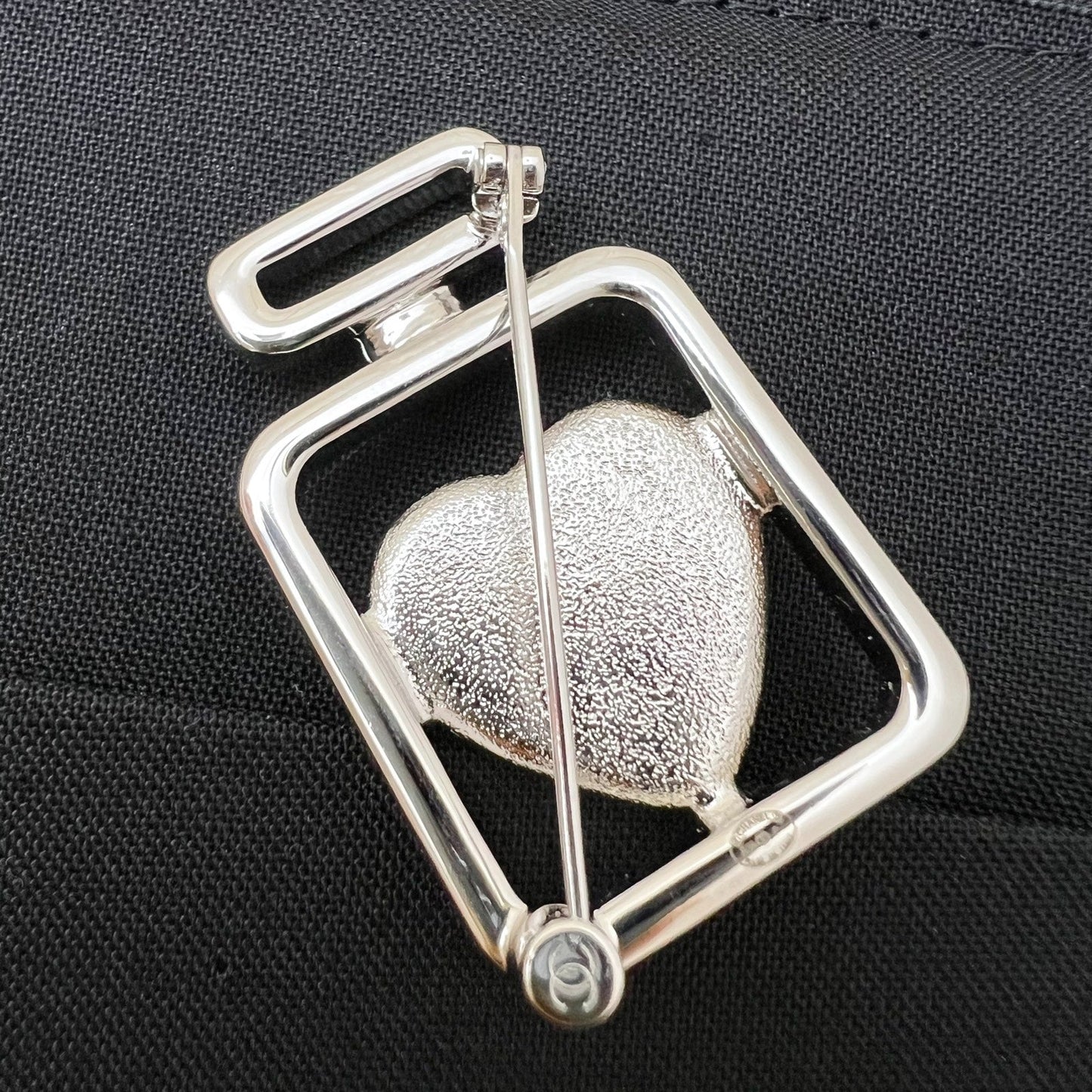 Chanel Perfume Bottle Brooch with Denim Detail and Crystals in SHW