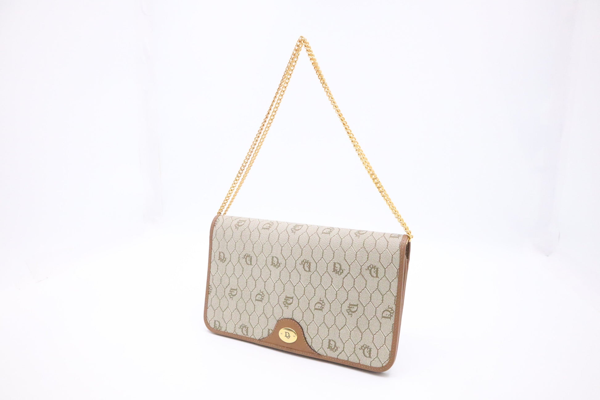 Dior Shoulder Bag In Honeycomb Canvas Beige