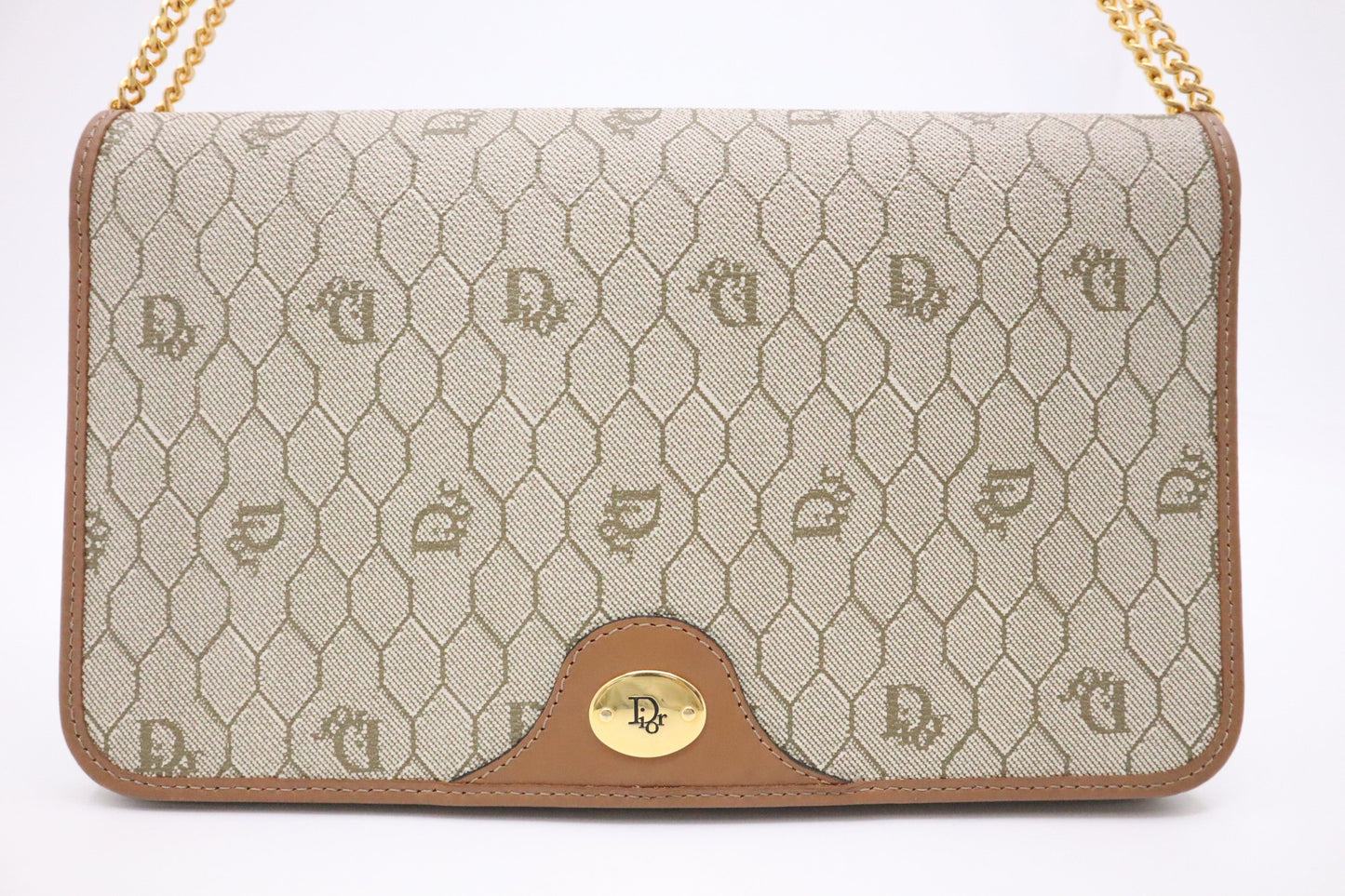 Dior Shoulder Bag In Honeycomb Canvas Beige