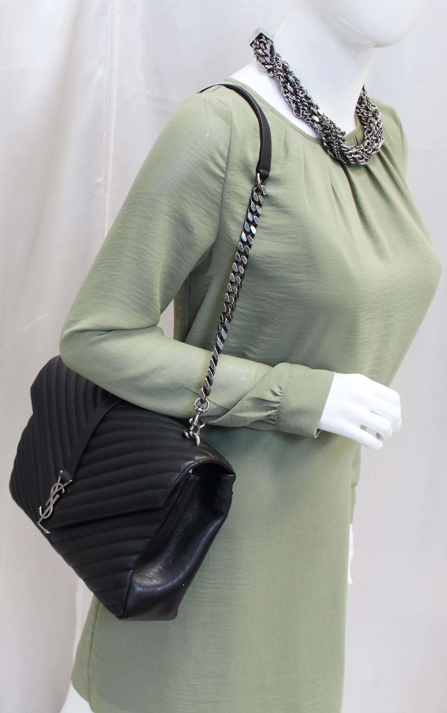 YSL Saint Laurent Yves Envelope Shoulder Bag Monogram Large Chain