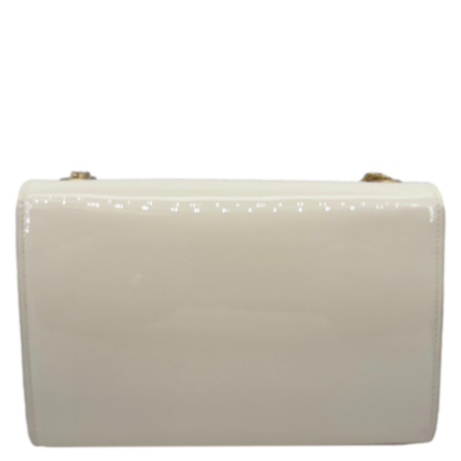 YSL Saint Laurent Yves Kate Crossbody Bag Off Leather Patent White