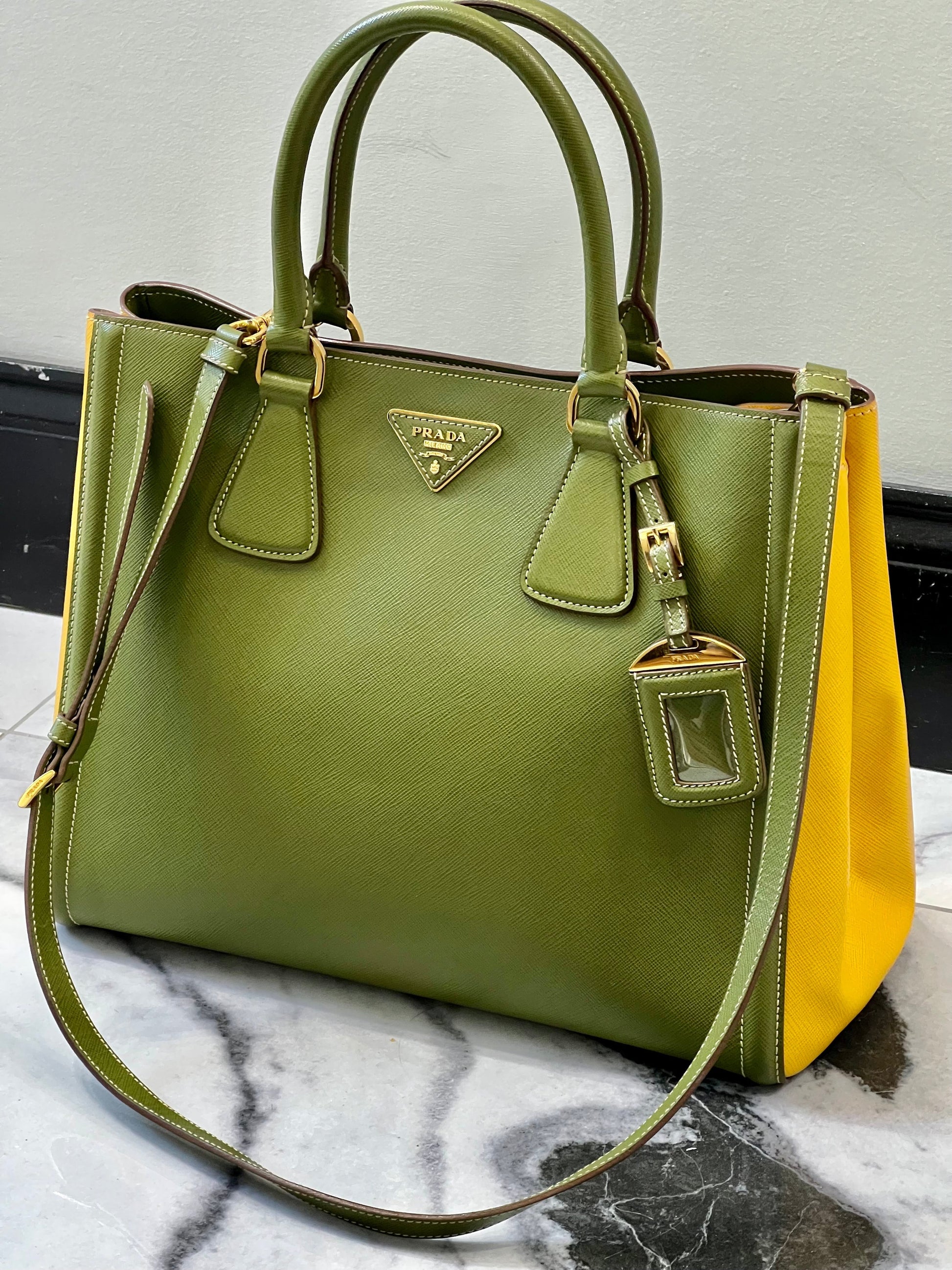 Prada Lux Saffiano Tote Handbag Leather Medium Tote Bag