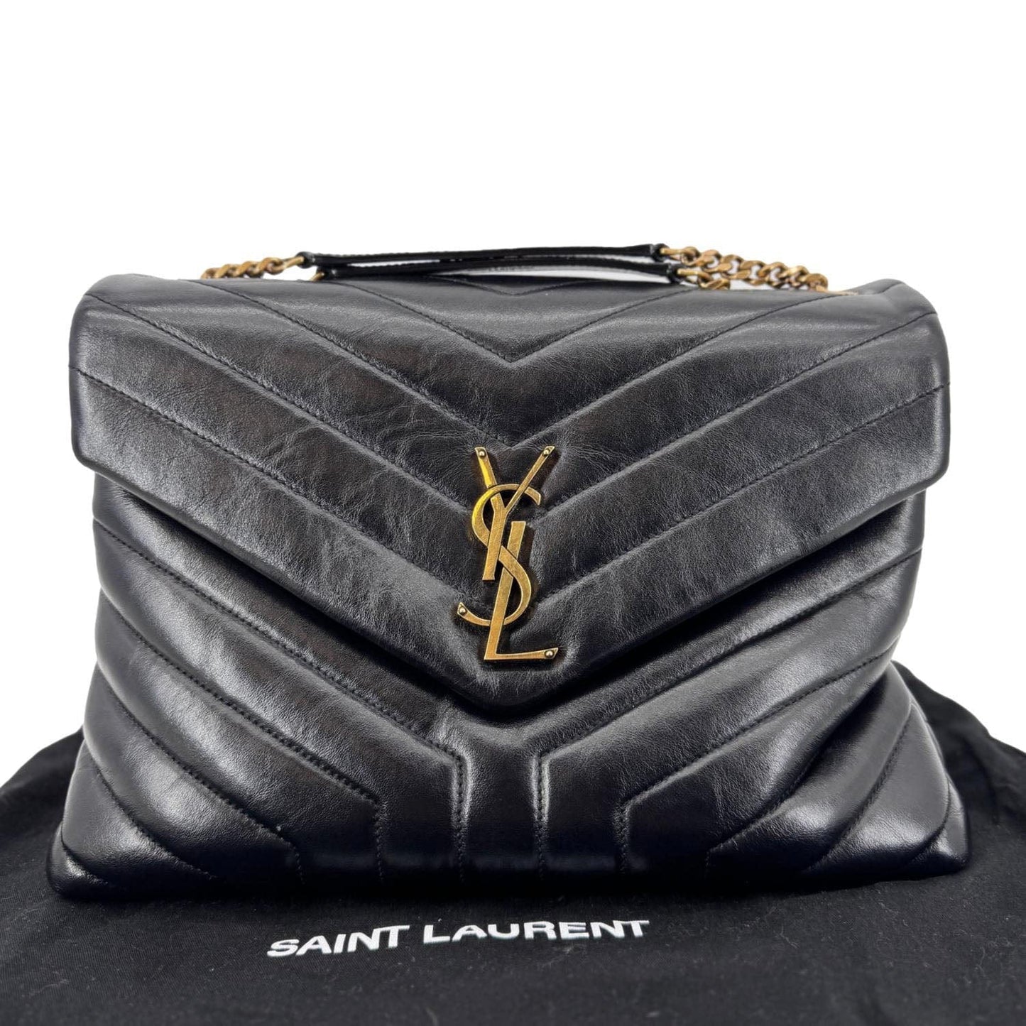 YSL Saint Laurent Yves Loulou Shoulder Bag Leather Matelasse Black Loulou Large 2