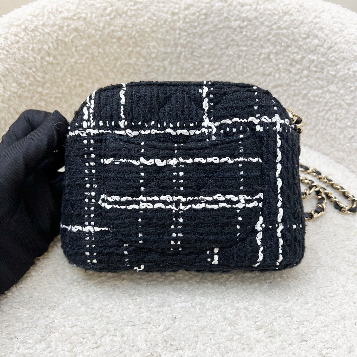 VIP Gift Mini Bag in Black and White Tweed and LGHW Signature