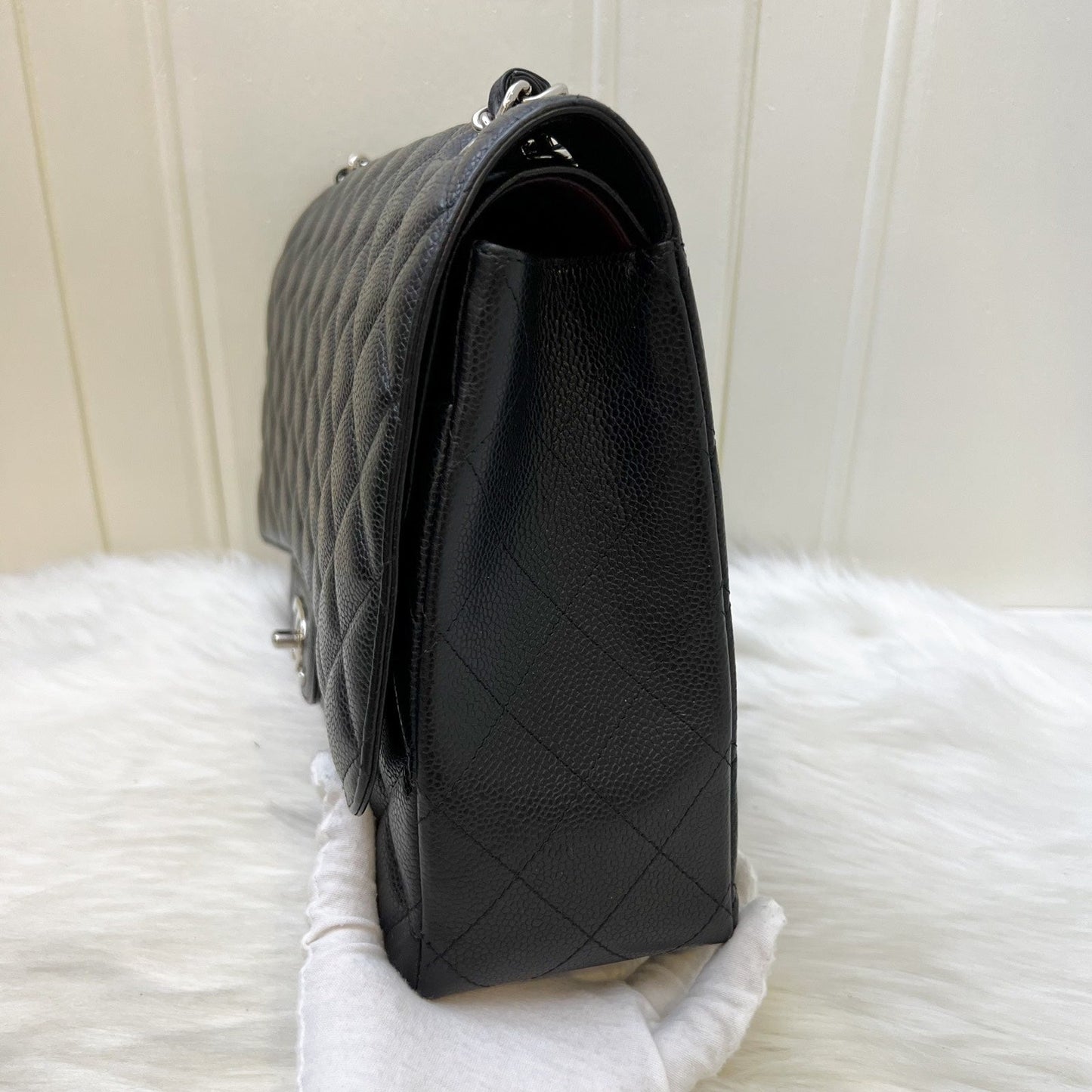 Chanel Maxi Classic Flap DF in Black Caviar and SHW Accessory