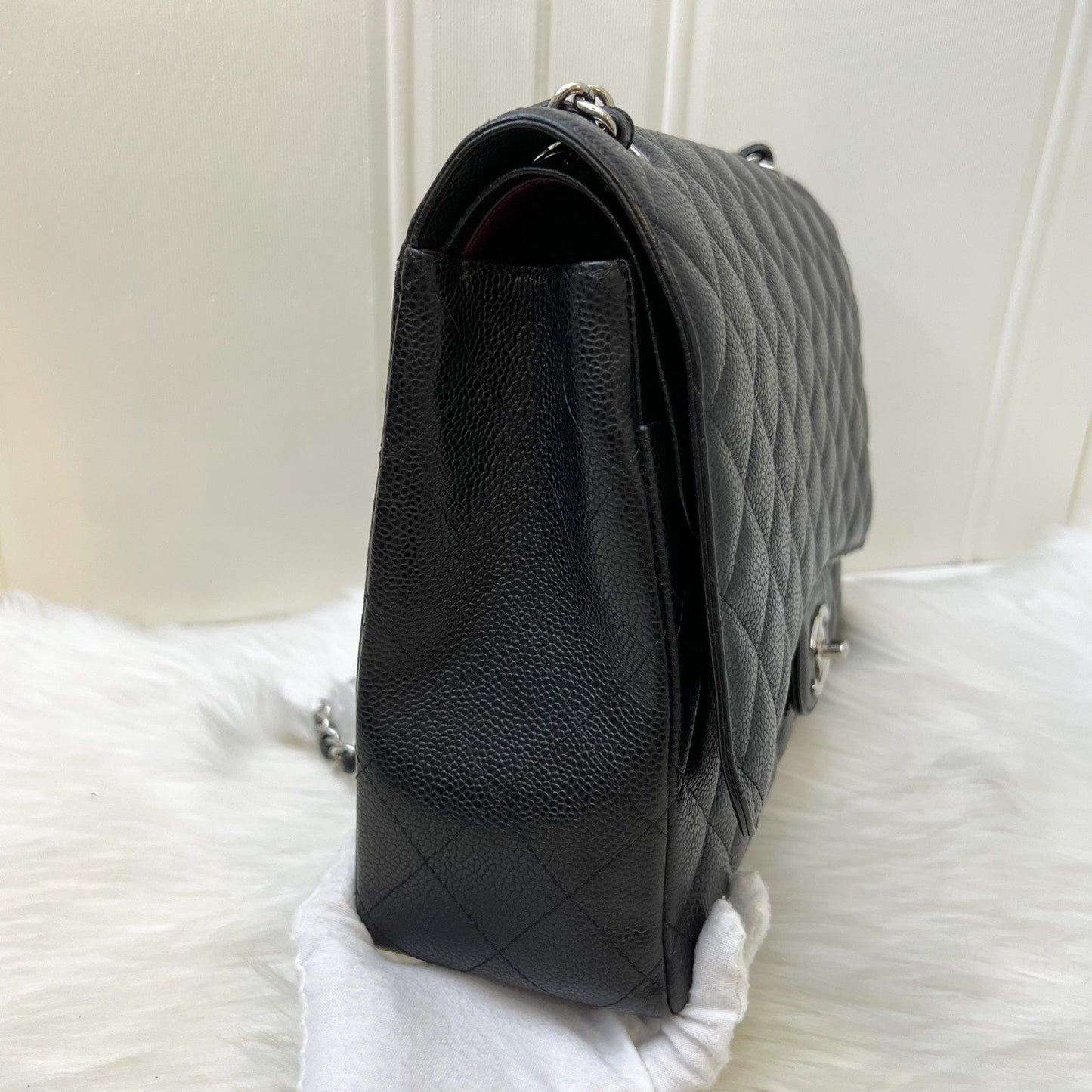 Chanel Maxi Classic Flap DF in Black Caviar and SHW Accessory