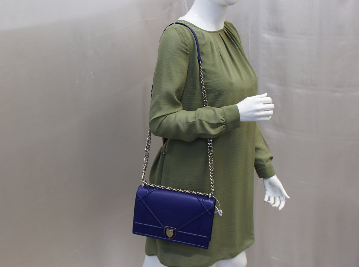 Dior Handbag ama Bag Leather Blue Shoulder Bag