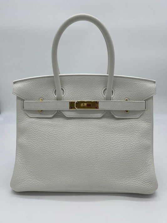Gucci Hermes Birkin Togo Hardware Handbag White Gold Travel Bag