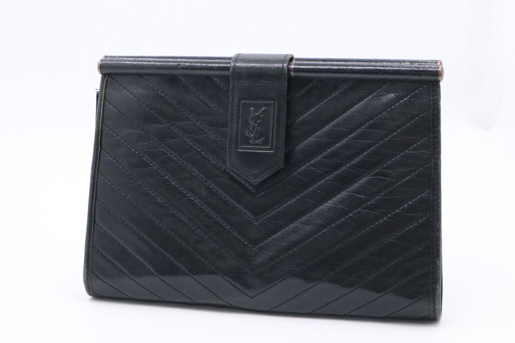 YSL Saint Laurent Clutch In Leather Black Clutch Bag Black Leather 7