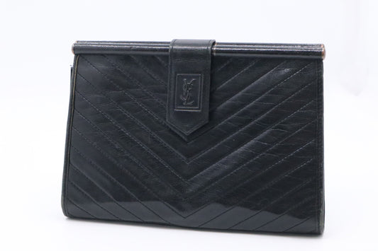 YSL Saint Laurent Clutch In Leather Black Clutch Bag Black Leather 7