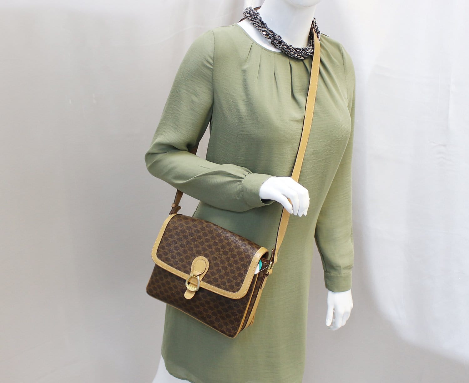 Macadam Pattern Pvc Crossbody Bag Leather Brown
