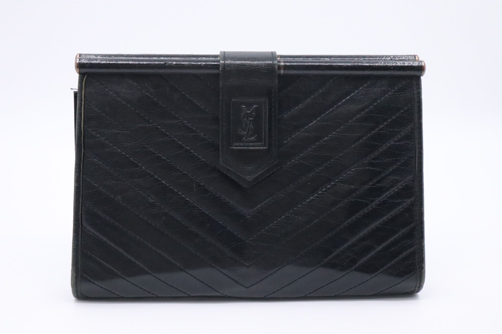 YSL Saint Laurent Clutch In Leather Black Clutch Bag Black Leather 7