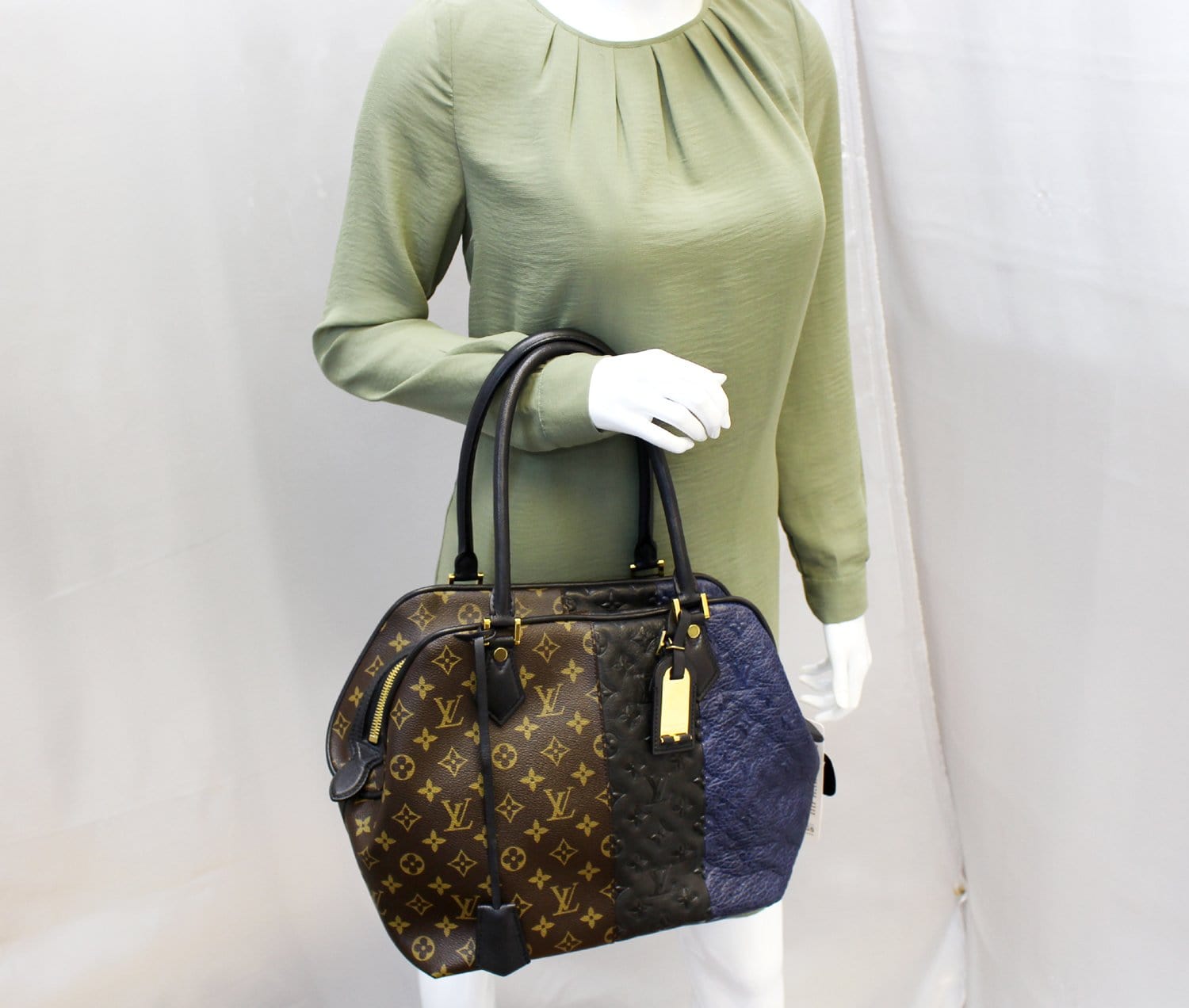 Louis Blocks Stripes Bag Marine Satchel Bag Monogram Medium Travel Bag