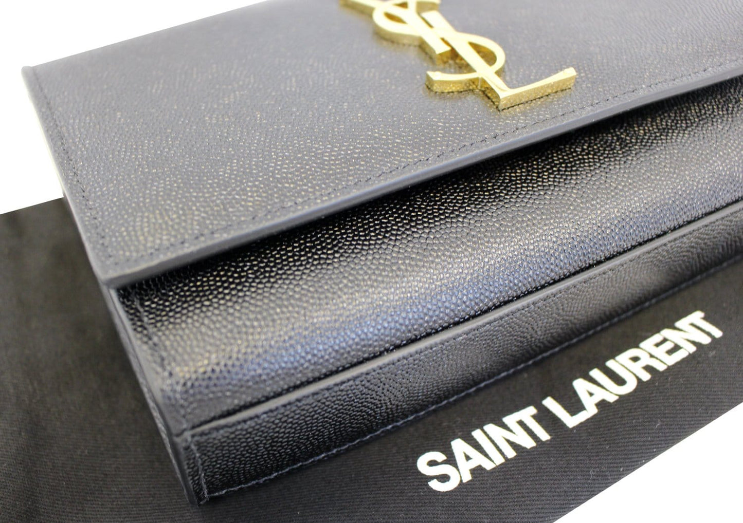 YSL Saint Laurent Yves Kate Clutch Crossbody Bag Leather Black Chain Clutch Bag Crossbody Bag E4695