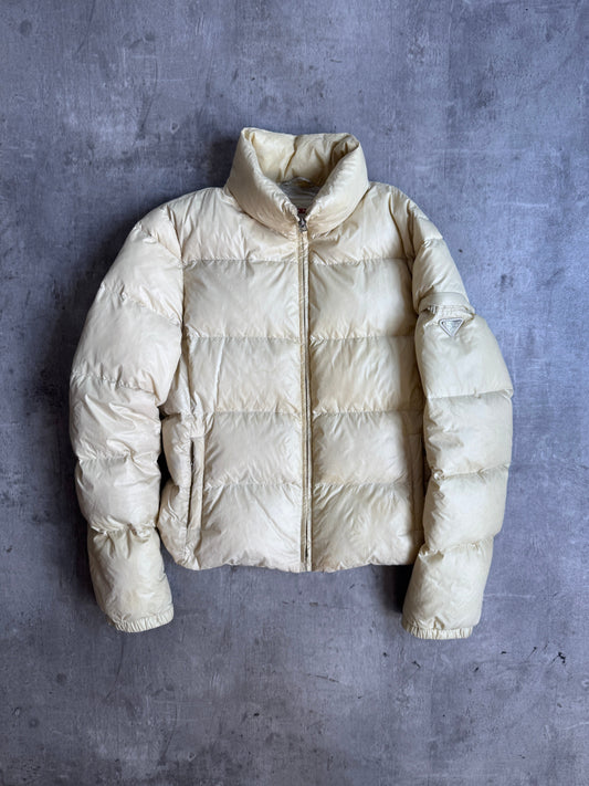 Prada Handbag Cropped Puffer Jacket Beige Small