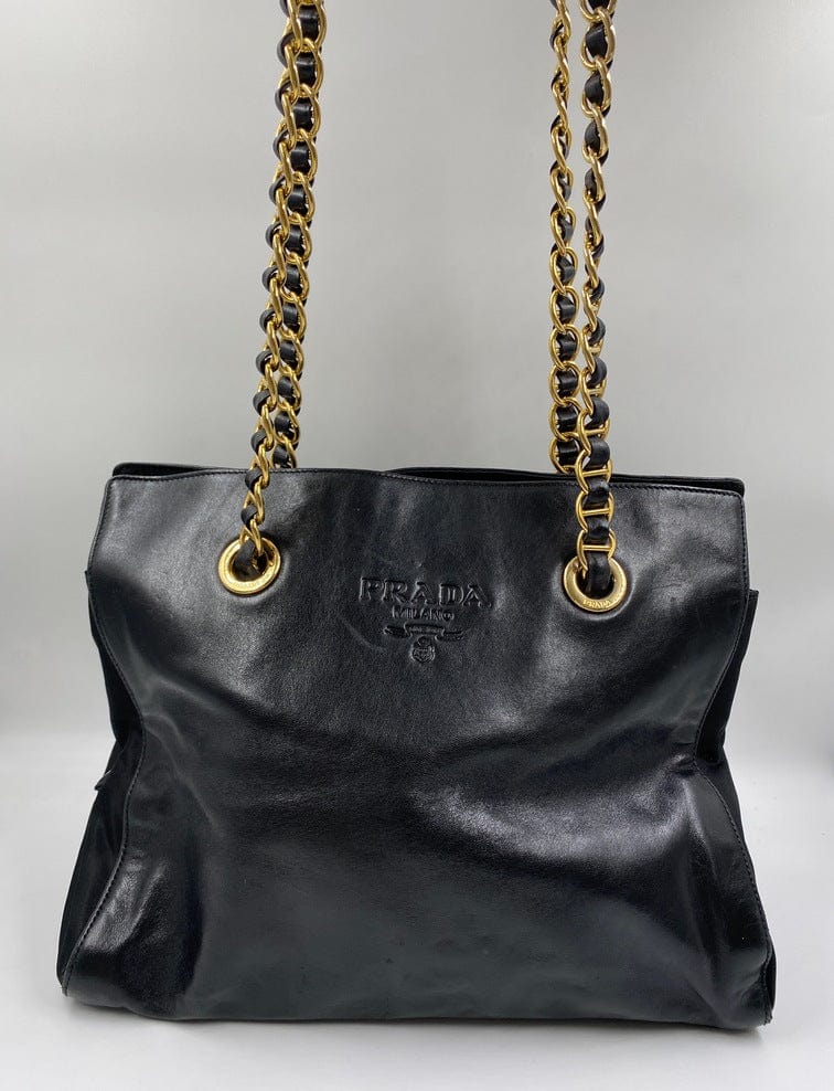 Prada Tote With Handle Leather Chain Tote Bag