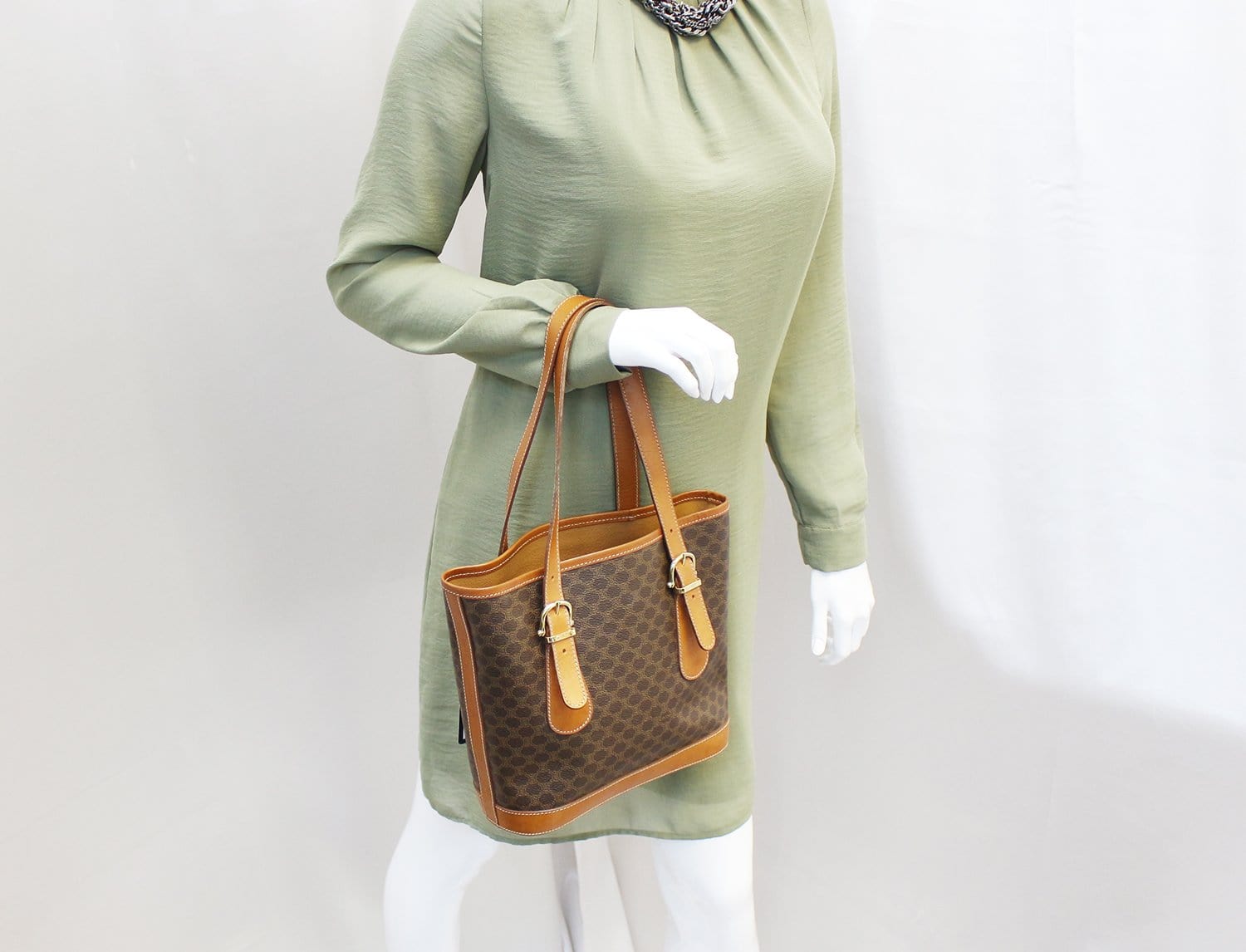 Macadam Pattern Pvc Shoulder Bag Leather Brown