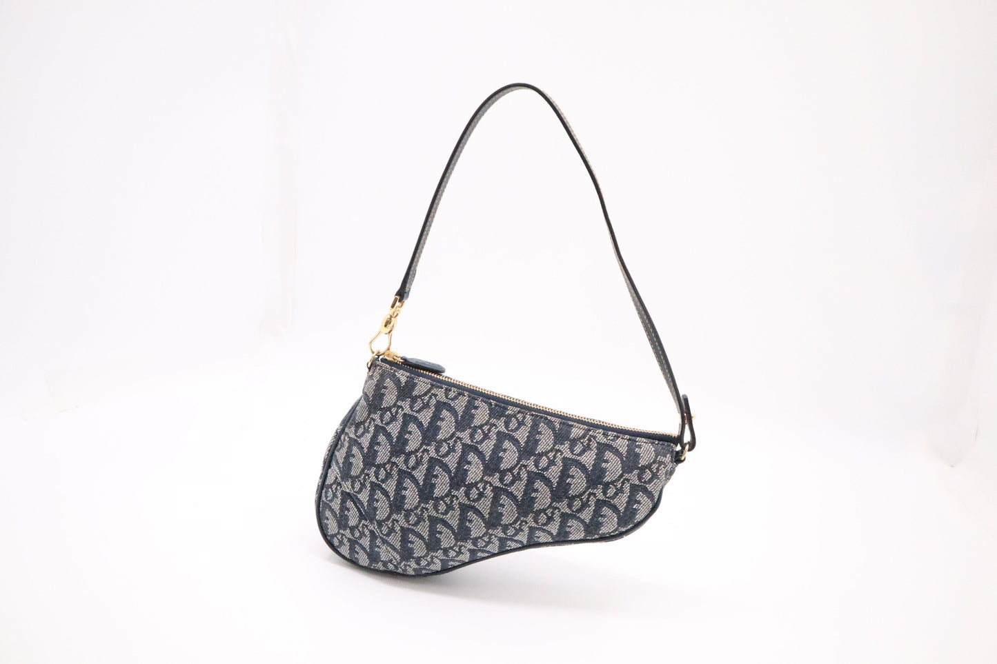 Dior Saddle Pochette In Navy Oblique Handbag Canvas Blue Travel Bag