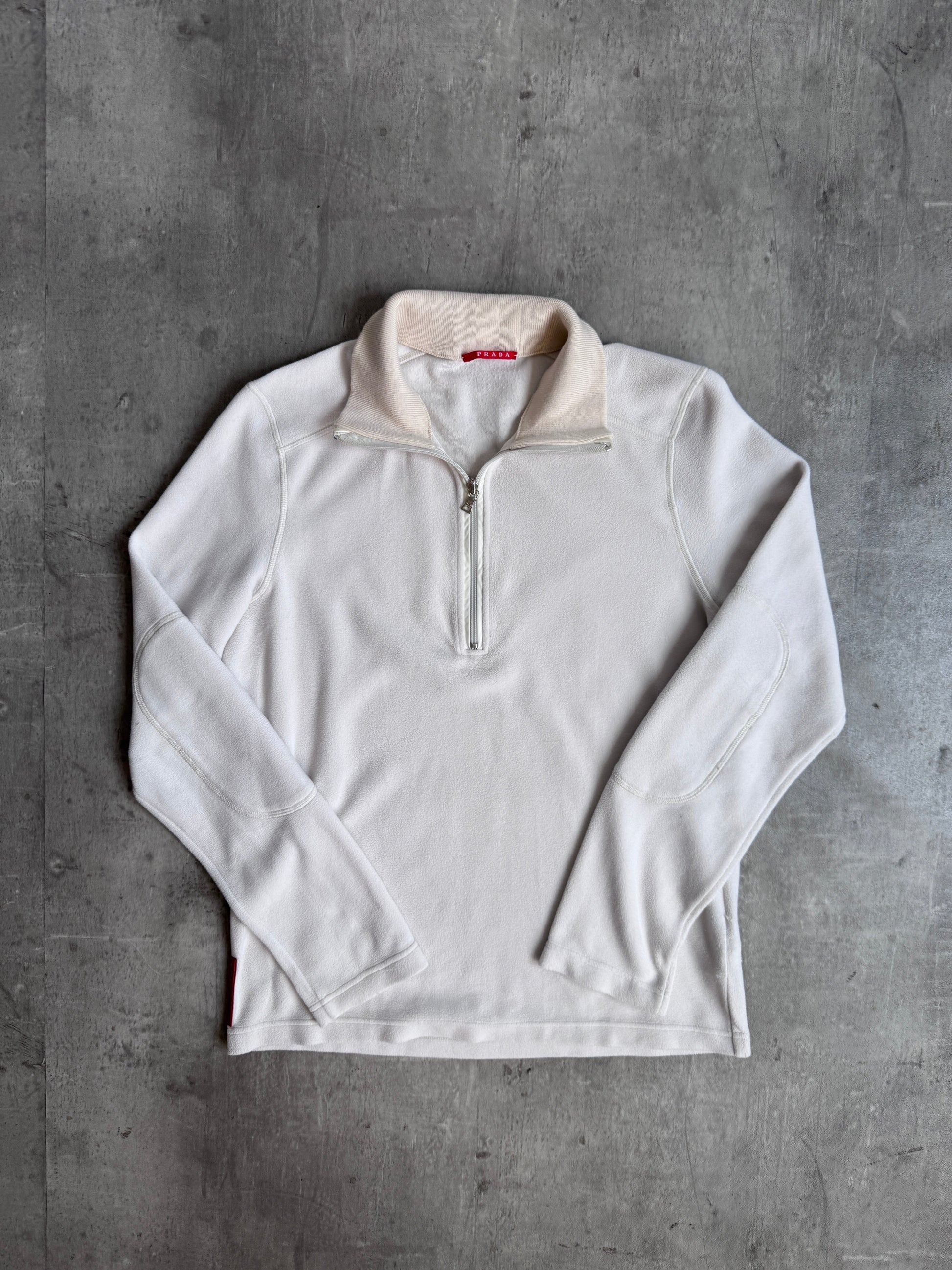 Prada Handbag Fleece Quarter Sweater White Large Zip