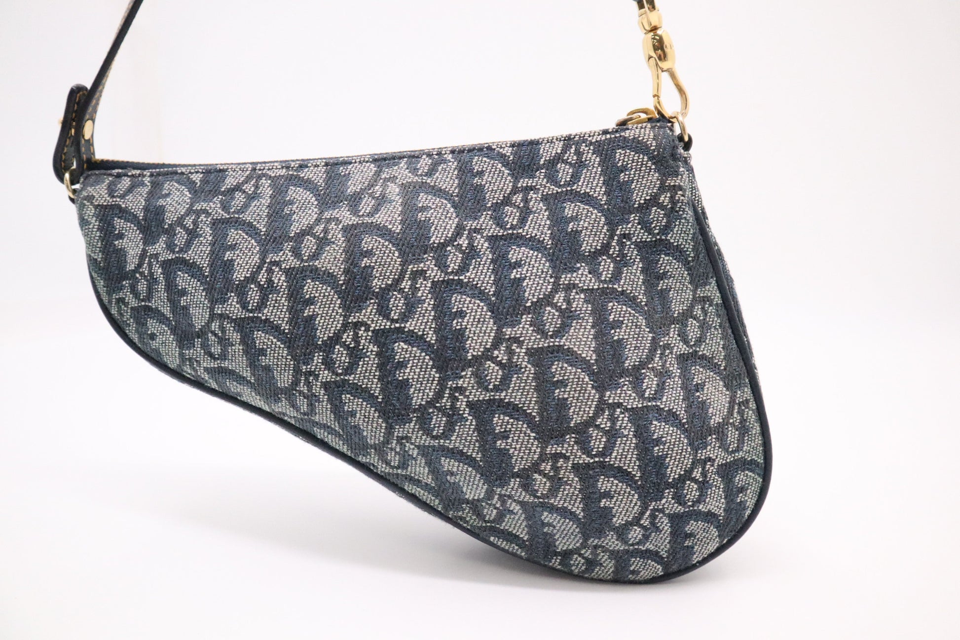 Dior Saddle Pochette In Navy Oblique Handbag Canvas Blue Travel Bag
