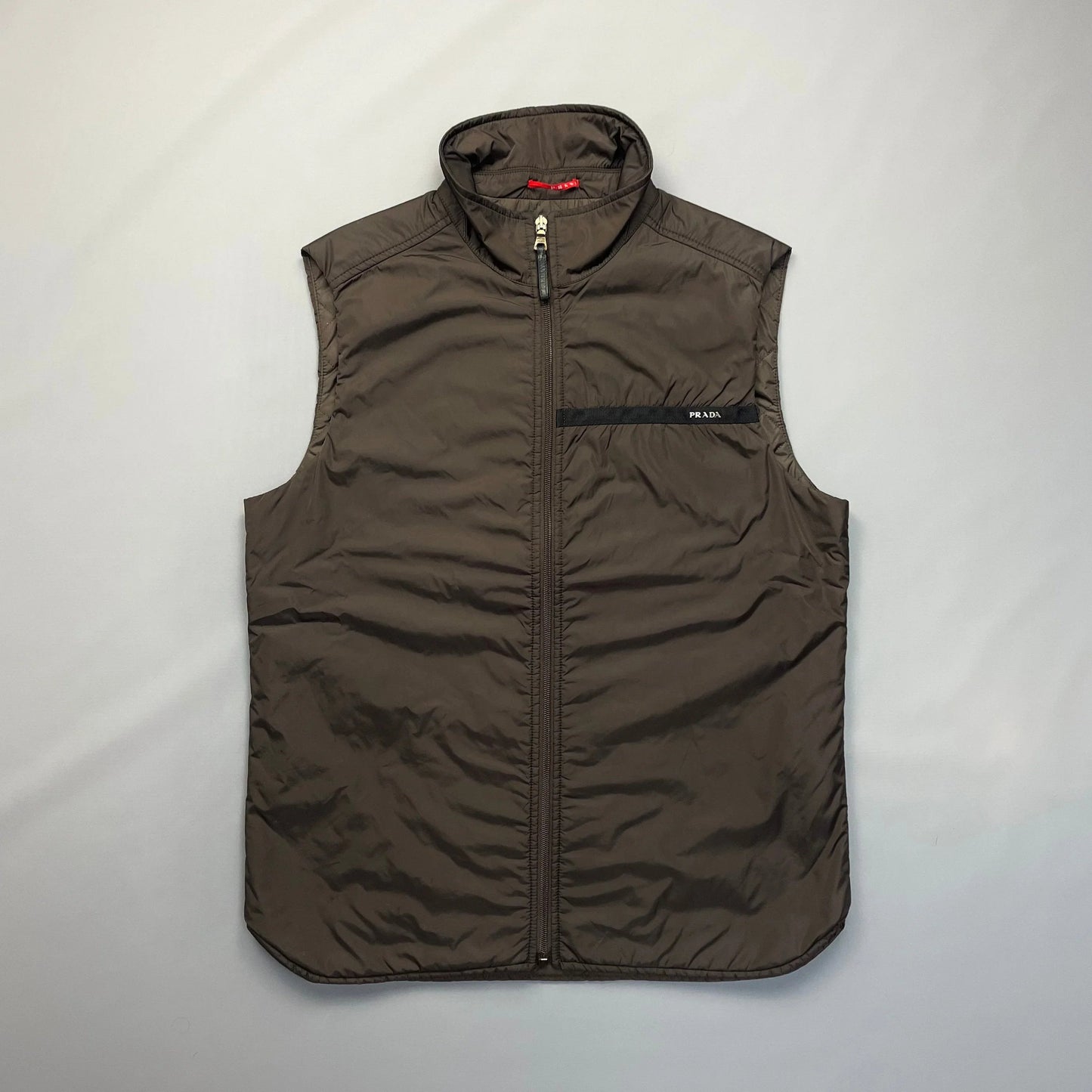 Prada Handbag Linea Rossa Dark Gilet Nylon Brown