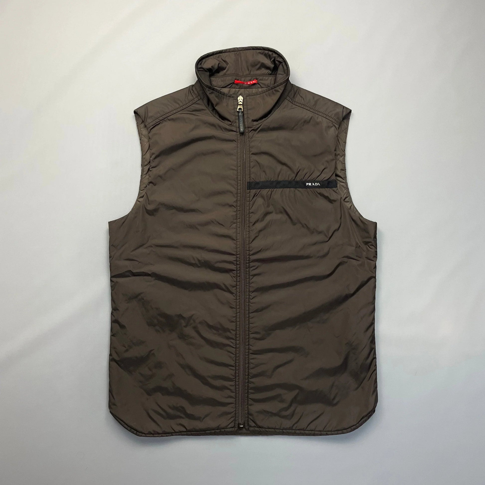 Prada Handbag Linea Rossa Dark Gilet Nylon Brown