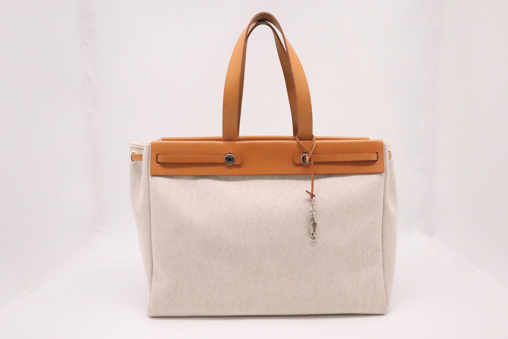 Hermes Herbag Cabas In Canvas White Travel Bag