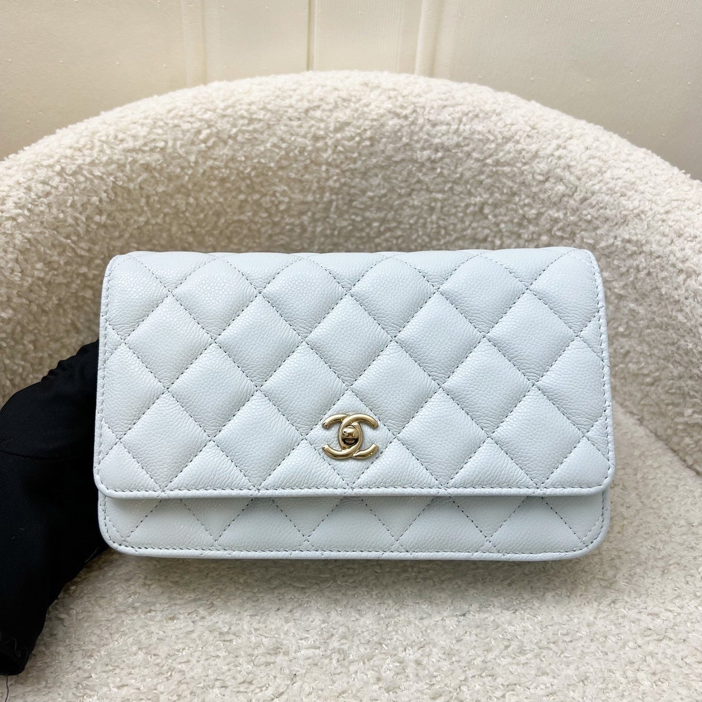 Chanel Classic Wallet on Chain WOC in Baby Blue Caviar and LGHW Bag