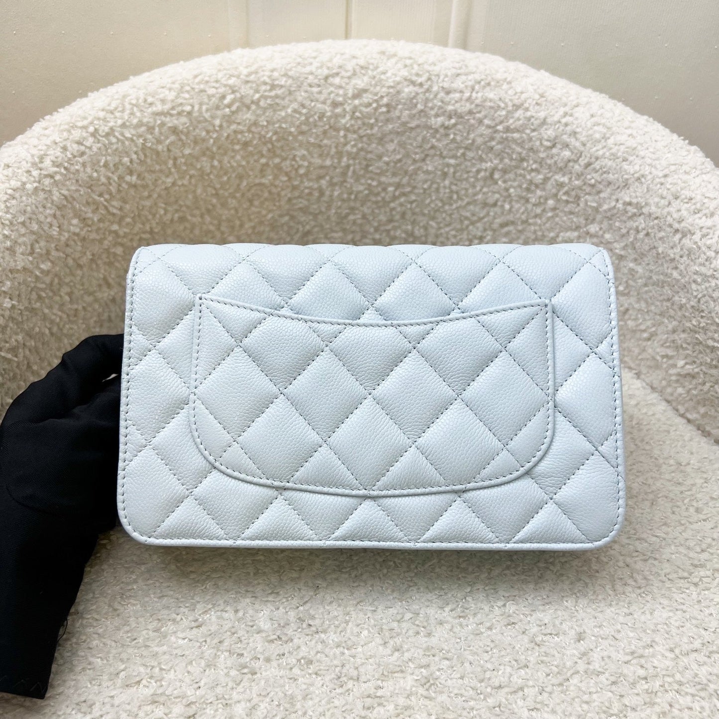 Chanel Classic Wallet on Chain WOC in Baby Blue Caviar and LGHW Bag