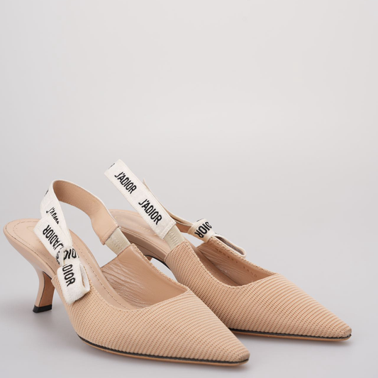 Dior Sling Bag Christian Fabric J'a Slingback Pumps Beige Shoes