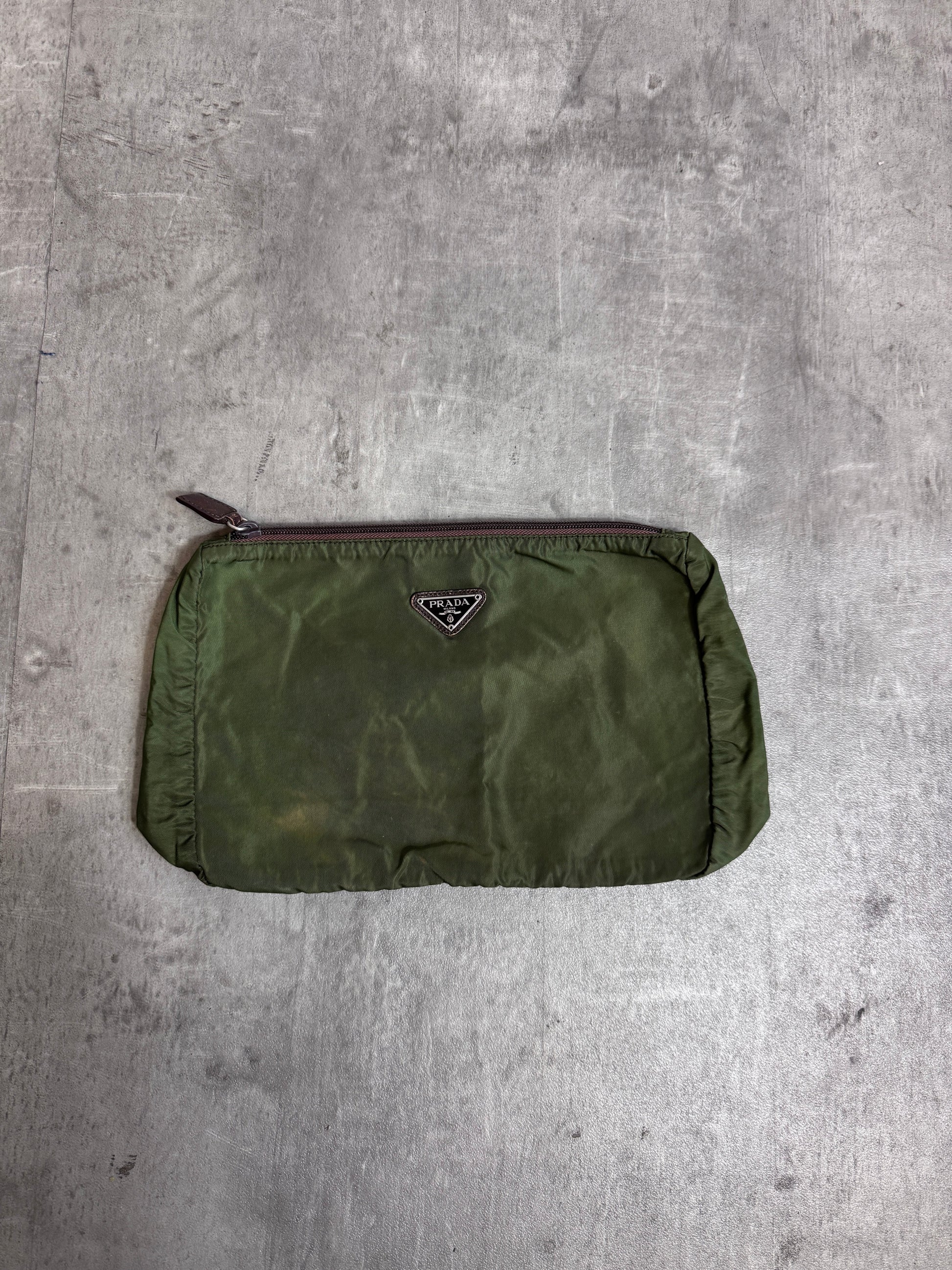 Prada Handbag Pouch Bag Nylon Green
