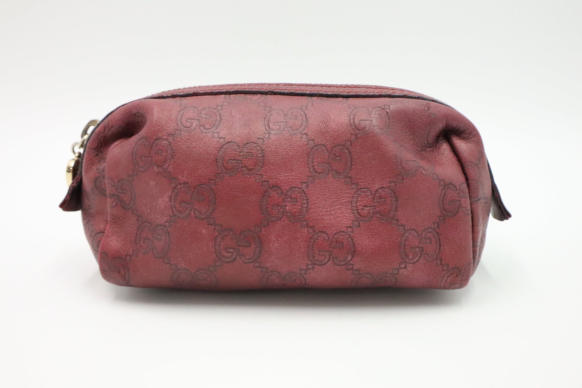 Gucci Cosmetics Pouch In Burgundy ssima Handbag Leather Travel Bag