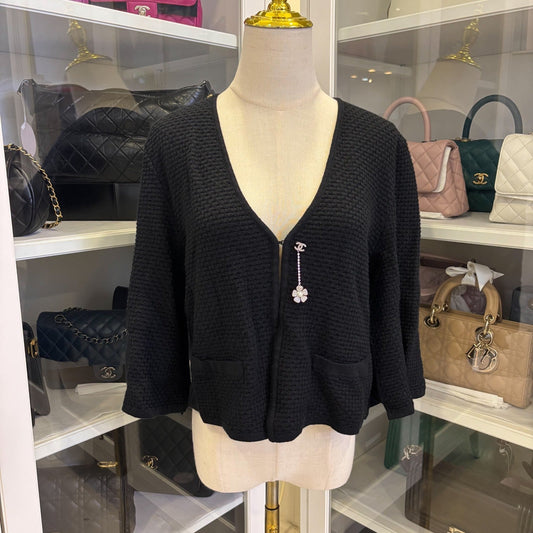 Chanel Cape Cardigan in Black Viscose and Cashmere Sz 36 Apparel