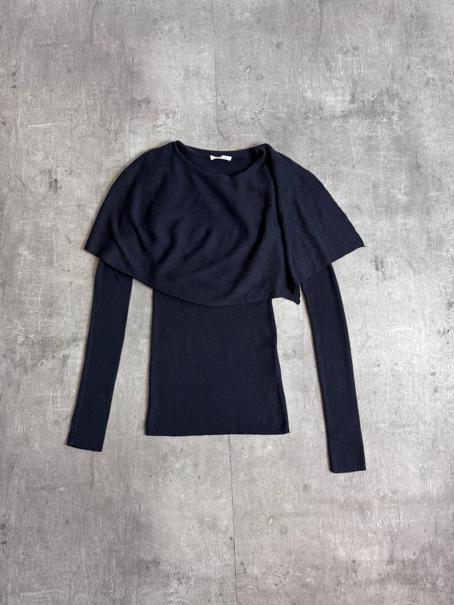 Prada Handbag 100% Cashmere Frill Neck Sweater Black Small
