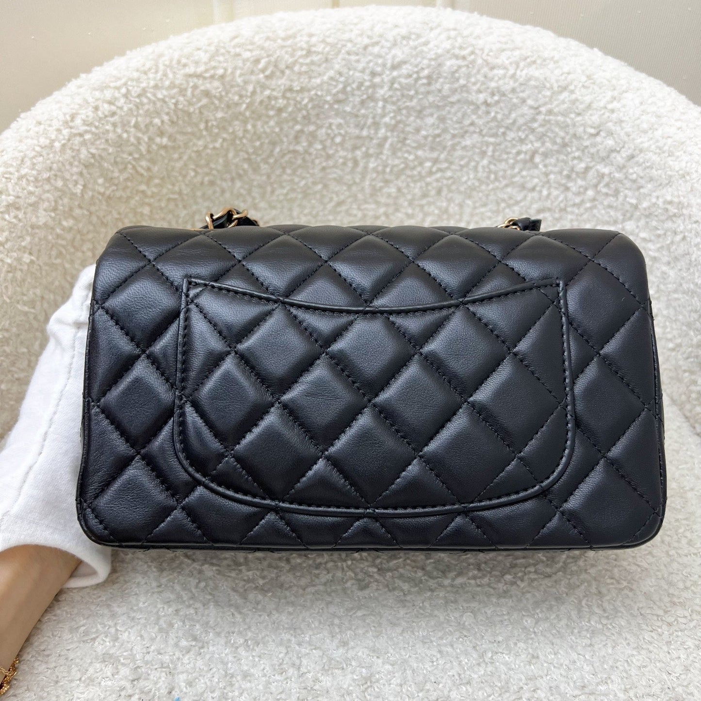 Chanel Classic Mini Rectangular Flap in Black Lambskin and Rose Gold HW RGHW (Model: ) Accessory