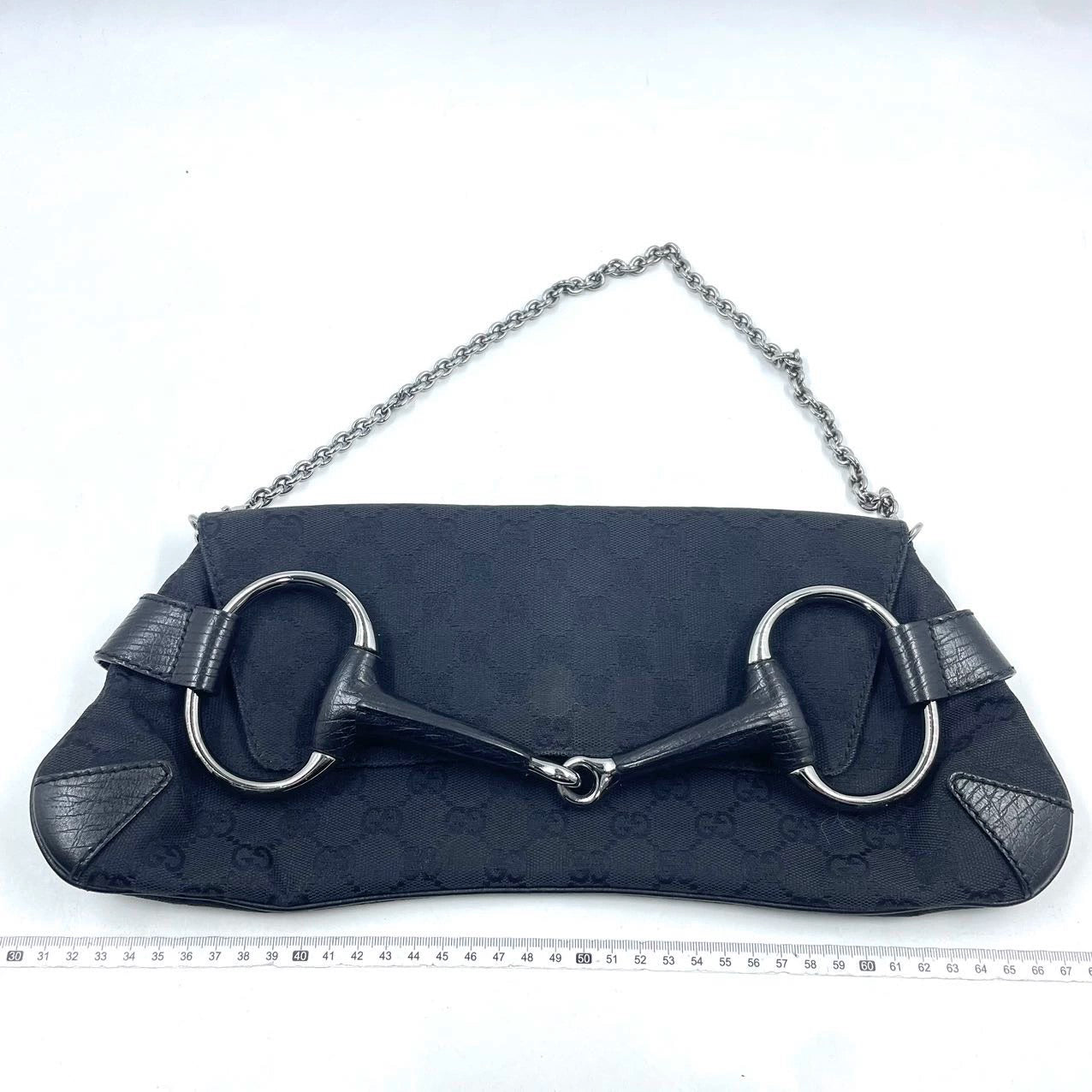 Gucci Horsebit Cloth Monogram Black Shoulder Bag
