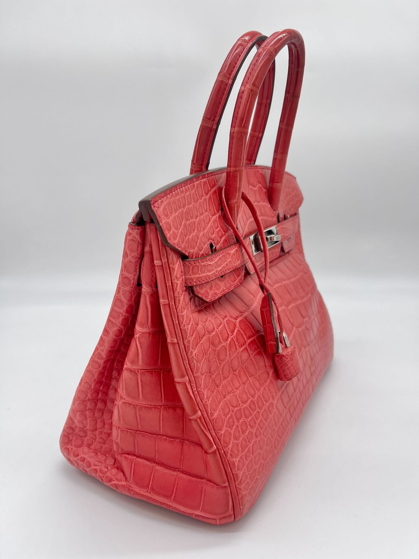 Gucci Hermes Birkin Alligator Matte Bougainvillier Palladium Hardware Handbag Travel Bag