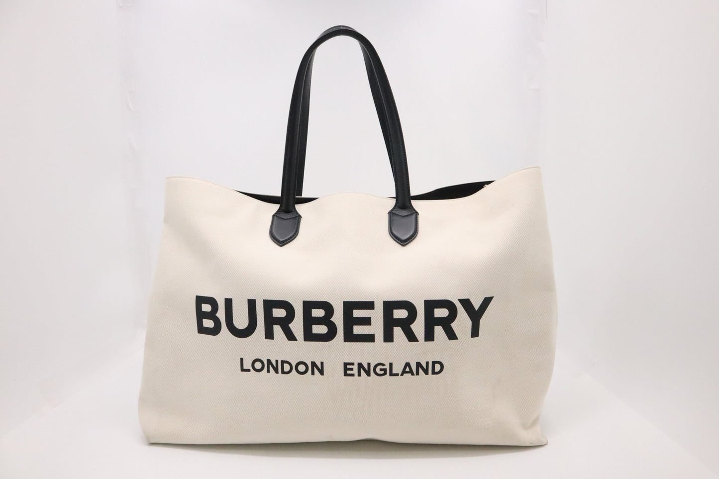 Burberry Tote In Canvas White Large Tote Bag