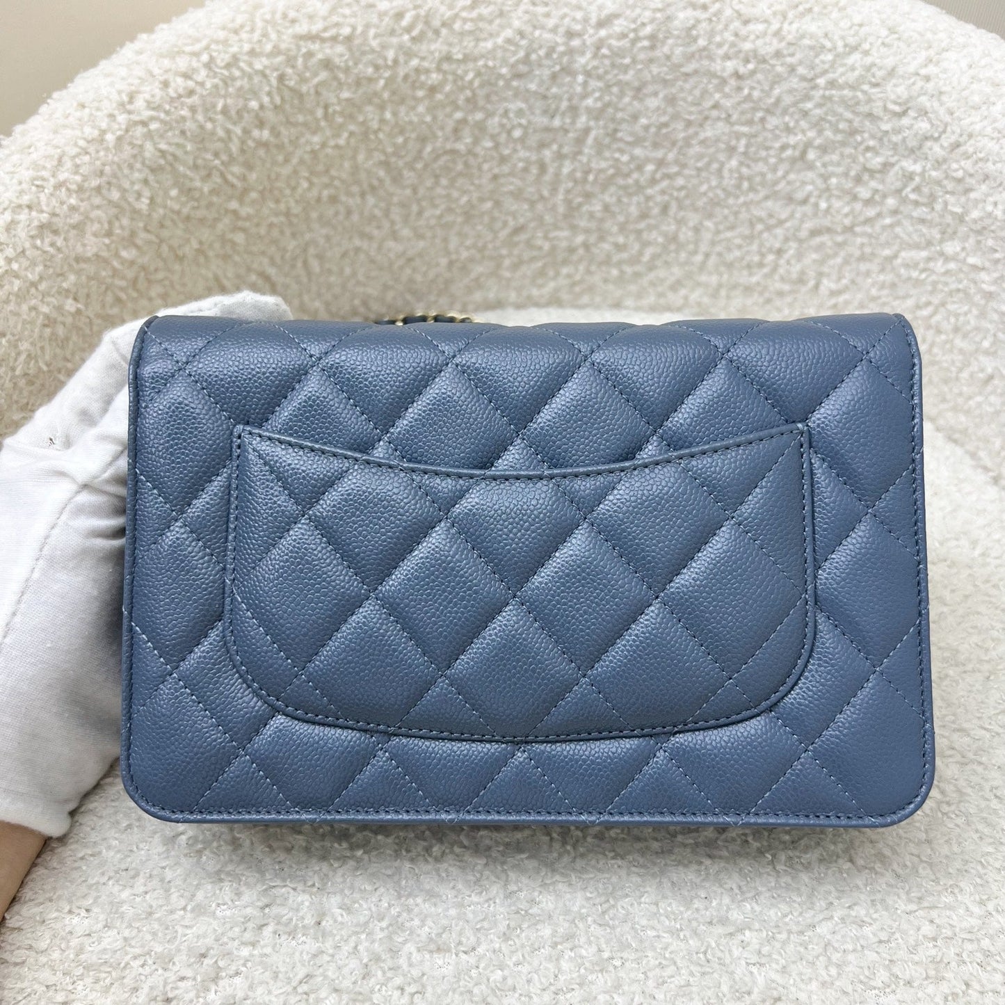 Chanel Classic Wallet on Chain WOC in Blue Caviar and LGHW Bag