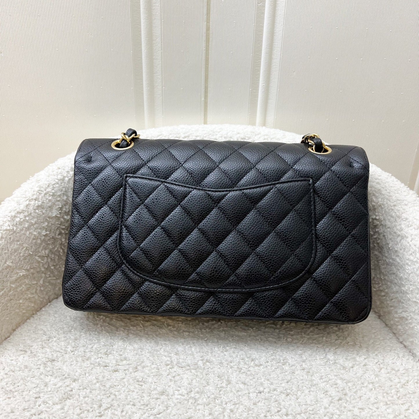 Medium Classic Flap CF in Black Caviar and GHW Accessory Refined