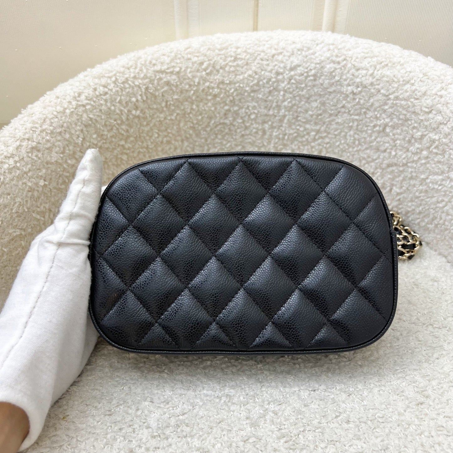 Mini Camera Bag in Black Caviar and LGHW Signature